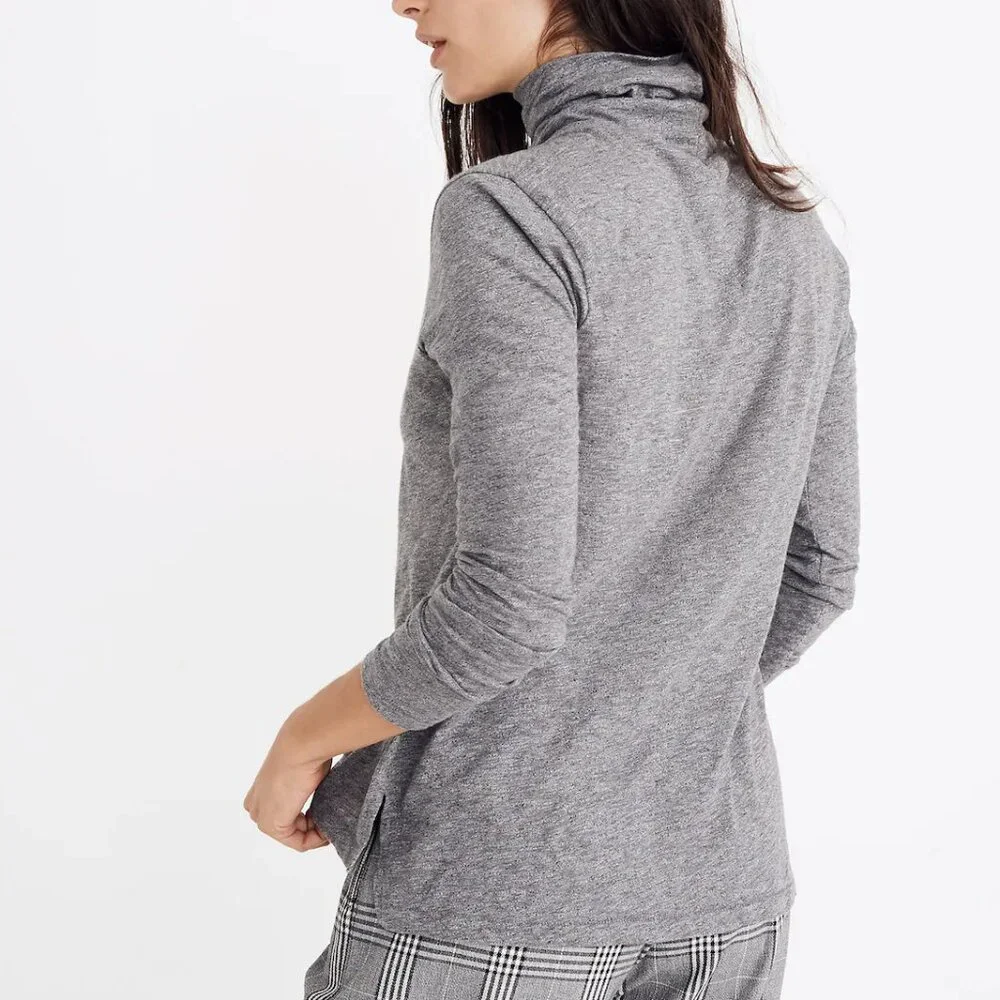 MADEWELL M Heather Mercury Whisper Cotton Turtleneck Shirt Long Sleeve - Picture 3 of 7